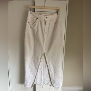 River Island White Denim Midi Skirt
